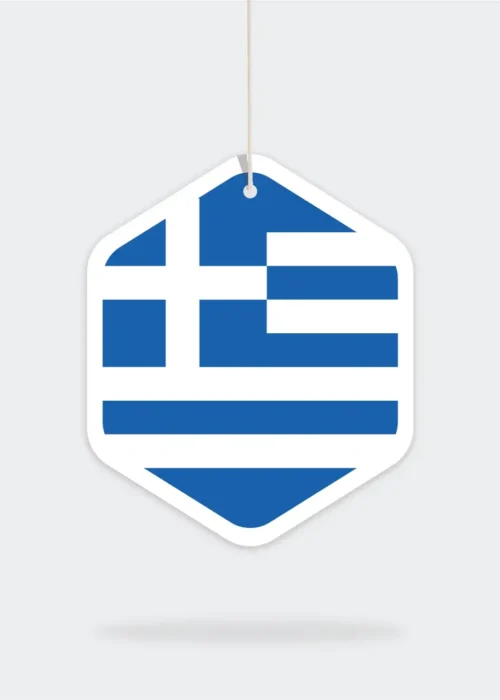 Greece Griekenland flag vlag country land hexagon zeshoek air freshener auto geurtje uniek design frisse rit