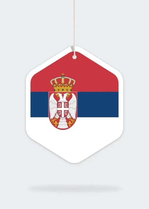 Serbia Srbija Servie SRB flag vlag country land hexagon zeshoek air freshener auto geurtje uniek design frisse rit